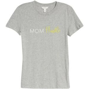1901 "Mom Hustle" Graphic Tee Size Small Heather Grey NWOT Soft Lightweight